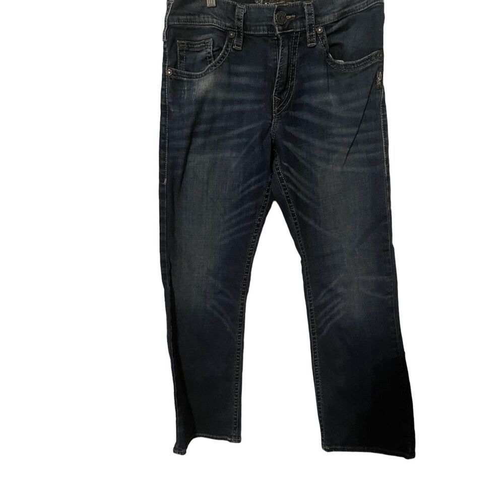 Silver Mens Blue Dark Indigo Wash Zac Relaxed Fit Straight Leg Jeans Size 31